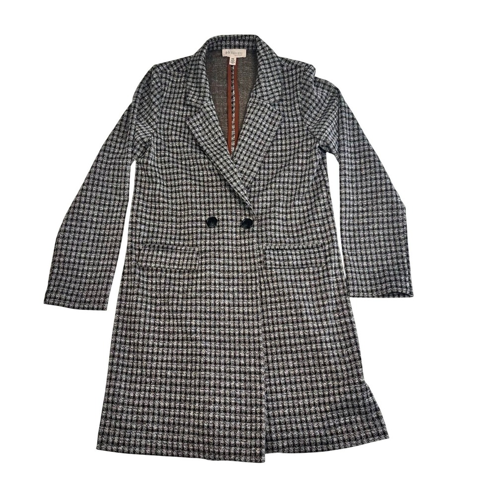Philosophy Republic Clothing Women's Houndstooth Double Breasted Coat - Med.
